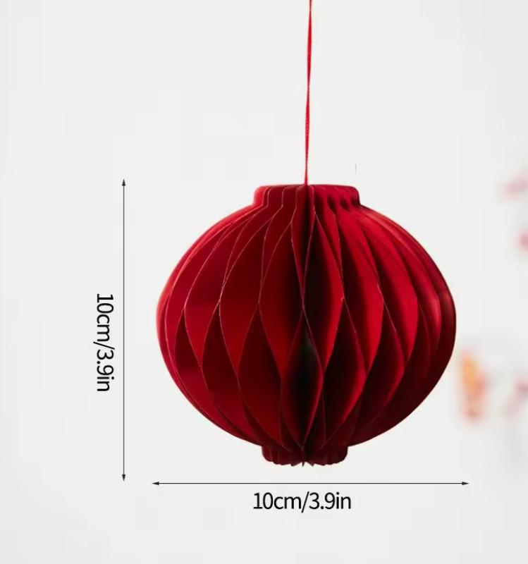 New Christmas 3d Red Paper Honeycomb Pom Poms Home Party Tree Decorations - Image 2