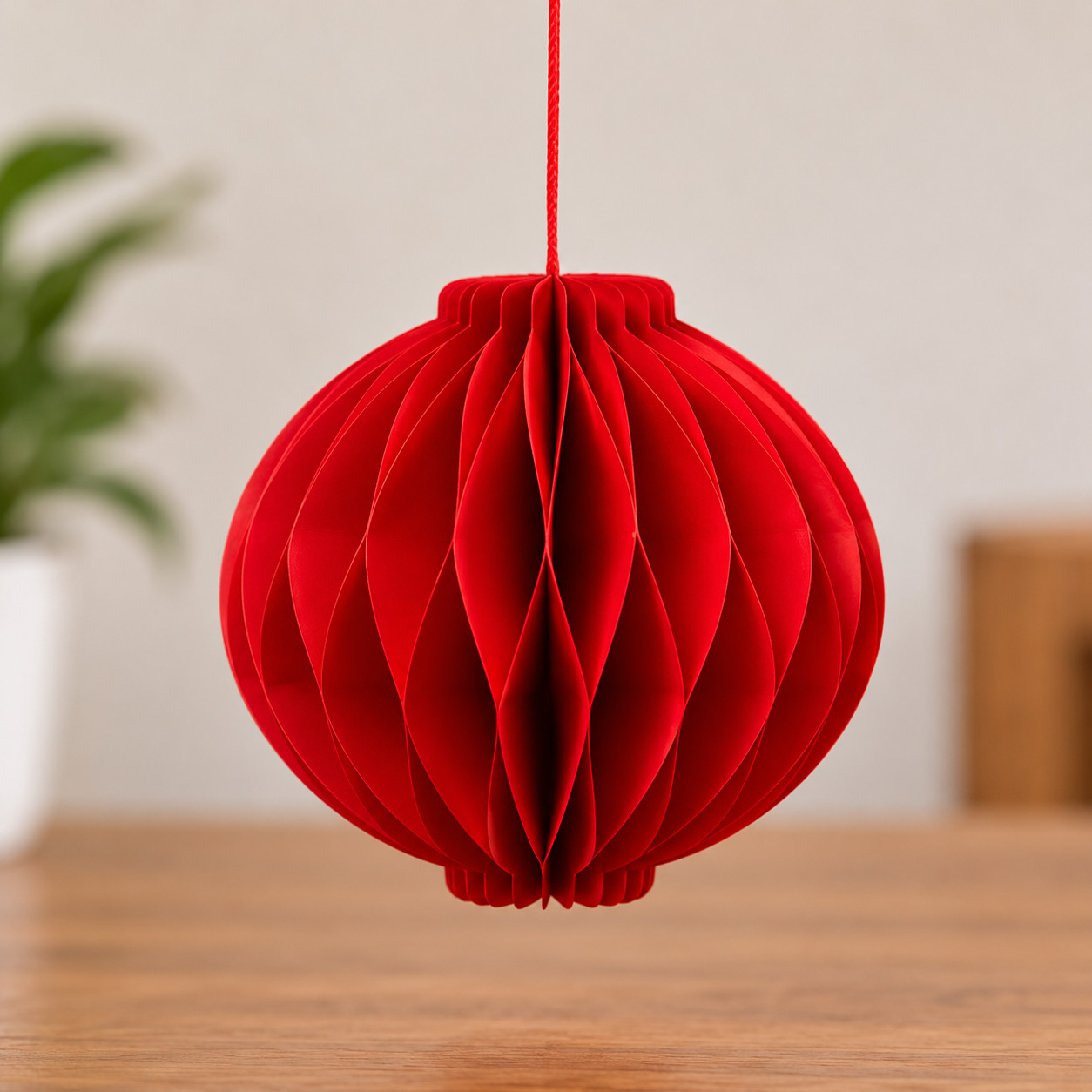 New Christmas 3d Red Paper Honeycomb Pom Poms Home Party Tree Decorations - Image 3