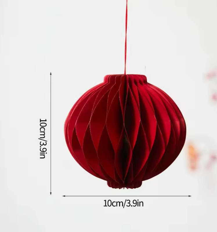 Christmas 3d Red Paper Honeycomb Ball Finial Ornament Home Party Tree Decoration - Image 2