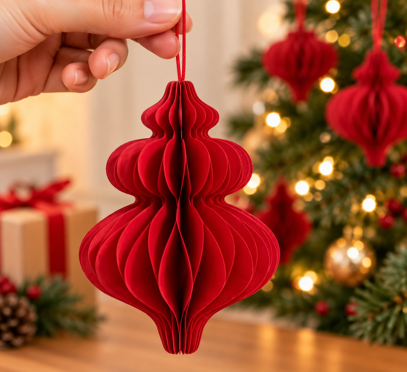 Christmas3d Paper Honeycomb Finial Ornament S12 Home Party Tree Decorations - Image 5
