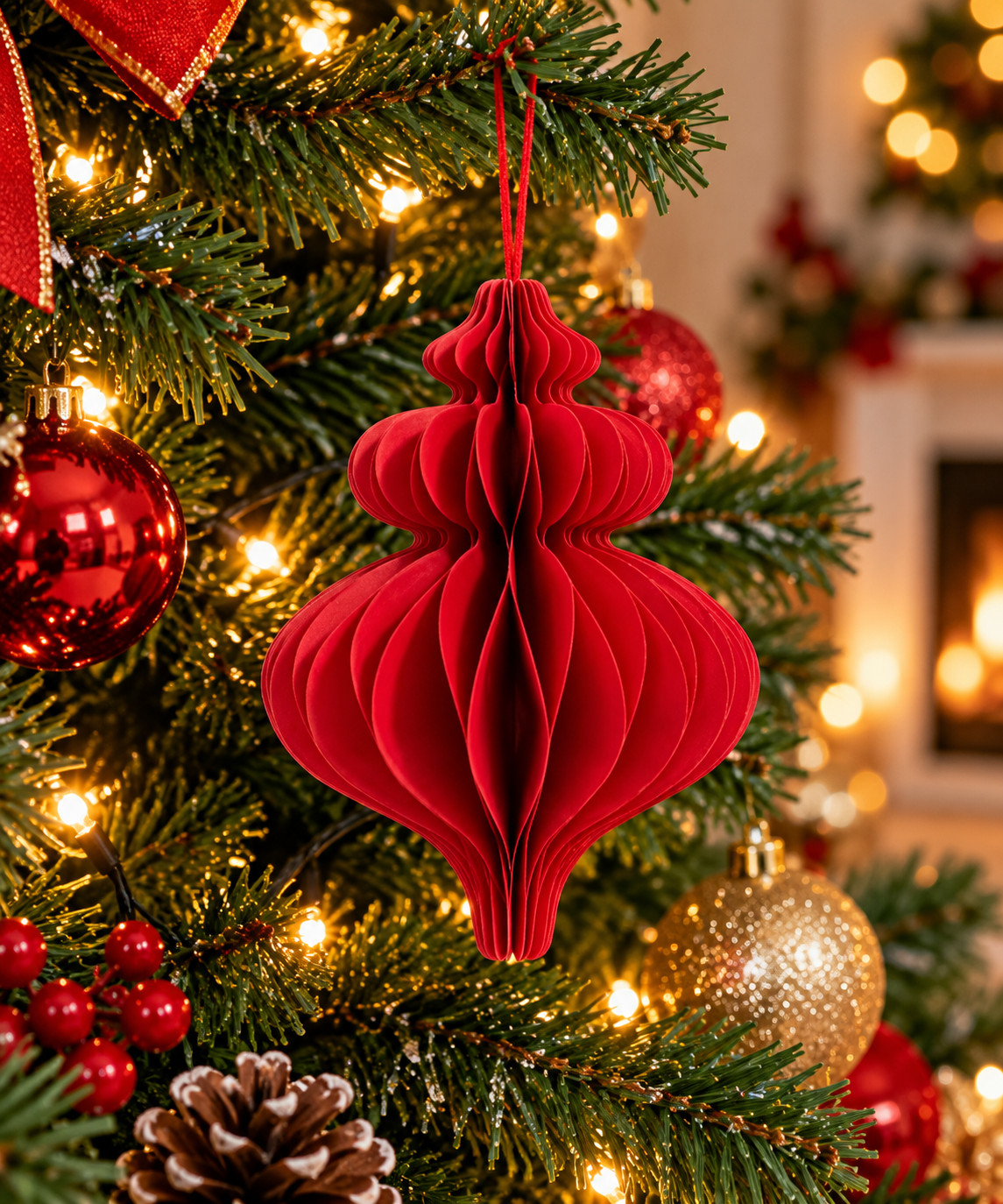 Christmas3d Paper Honeycomb Finial Ornament S12 Home Party Tree Decorations - Image 6