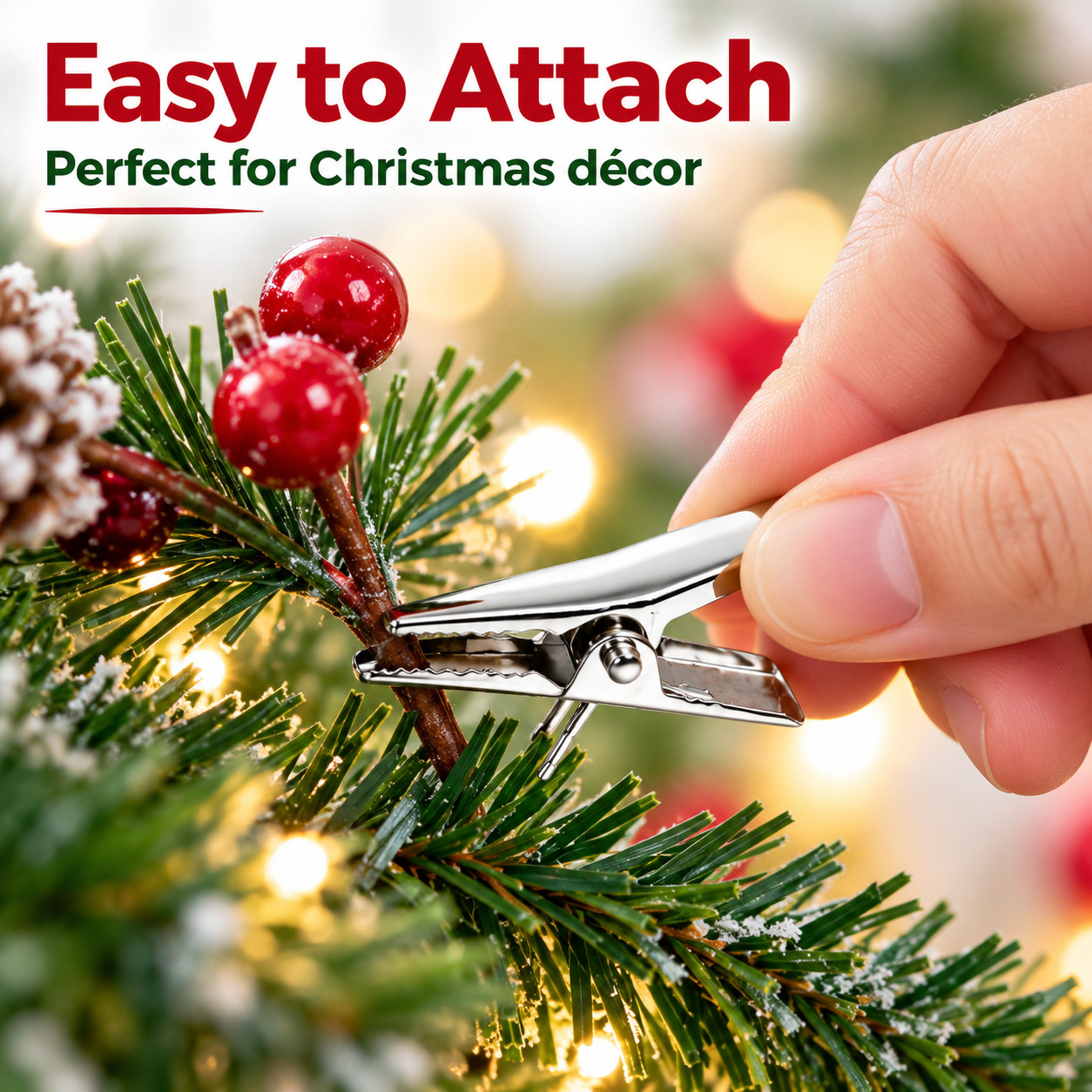 5pcs Glitter Christmas Flowers Alligator Clips Xmas Tree Hanging Ornaments Dcore - Image 5