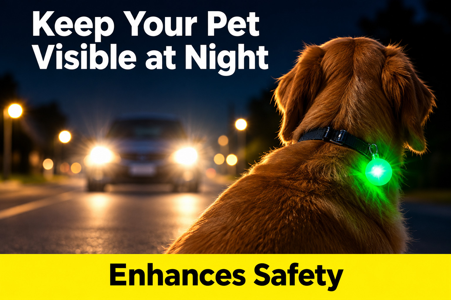 New Dog Collar Led Glow Pendant Green Light Up Pet Accessories Night Safety - Image 3