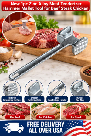 New 1pc Zinc Alloy Meat Tenderizer Hammer Mallet Tool for Beef Steak Chicken