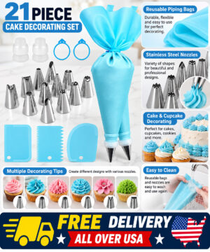 New 21pcs Piping Bags Cake Decorating Tools Reusable Silicone Pastry Bag