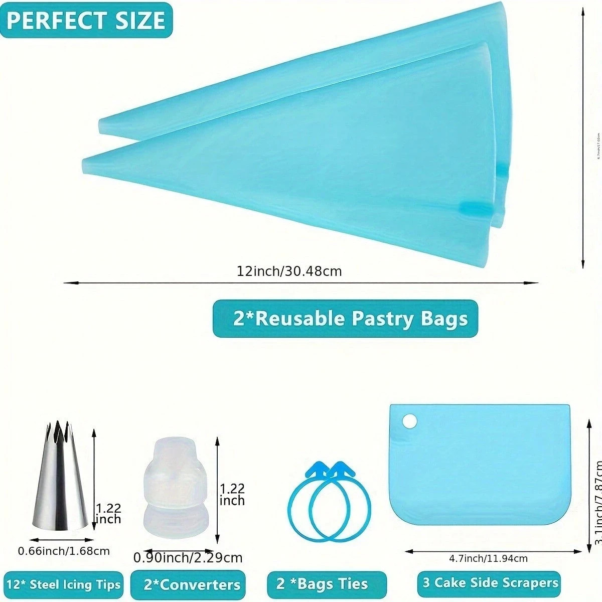 New 21pcs Piping Bags Cake Decorating Tools Reusable Silicone Pastry Bag - Image 4