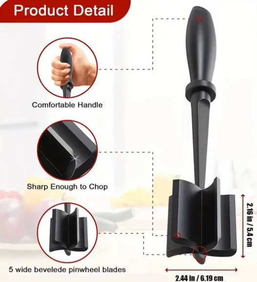 New 1pc Meat Chopper and Shredder Black Heat Resistant Suitable for Hamburger - Image 3