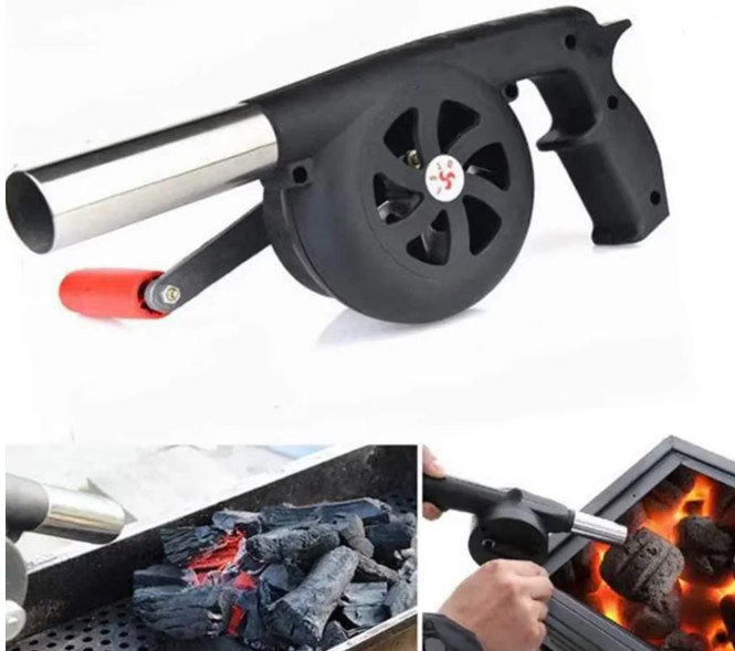 New Portable BBQ Fan Manual Hand Crank Air Blower Fire Starter Grill Blower
