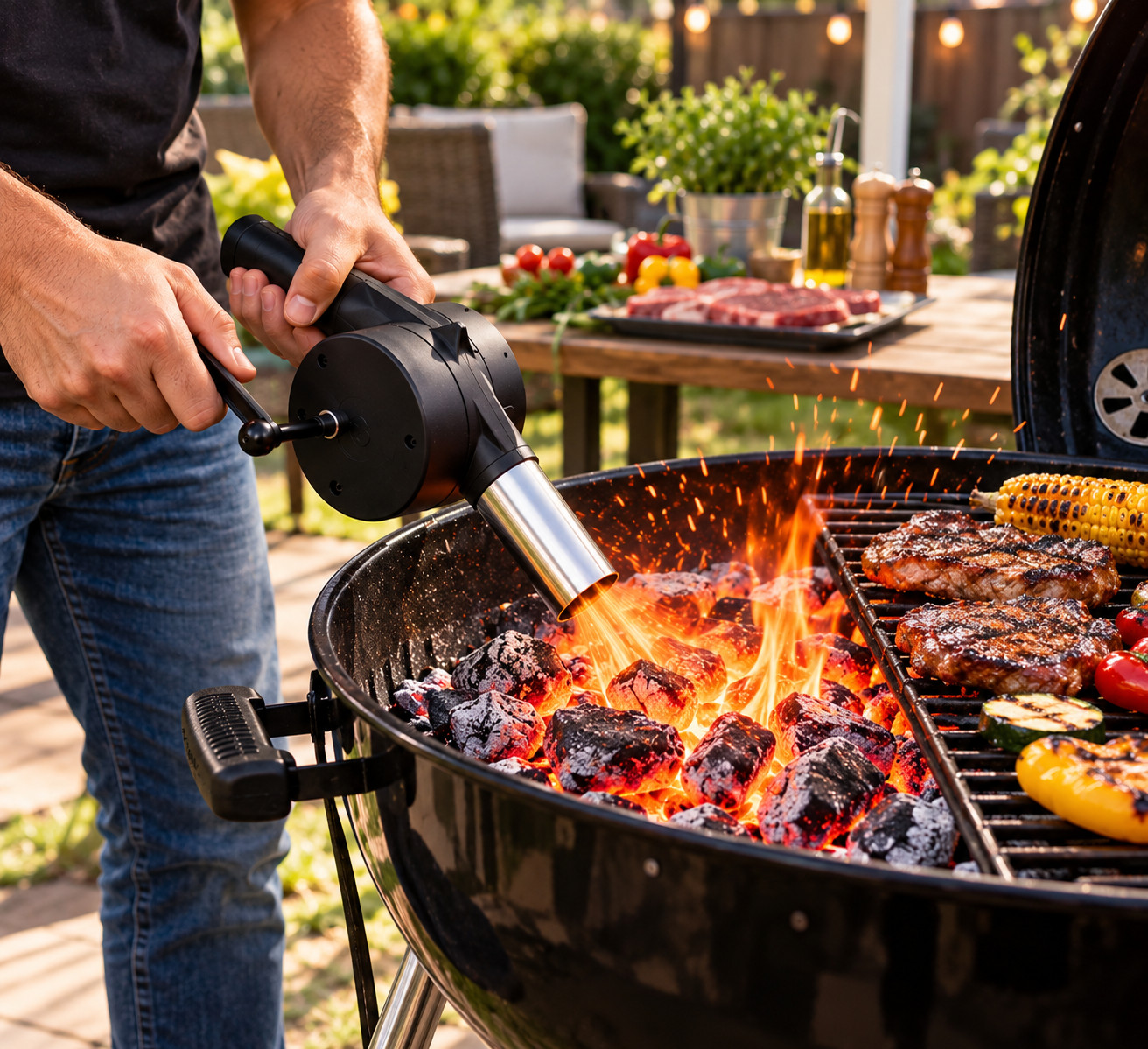 New Portable BBQ Fan Manual Hand Crank Air Blower Fire Starter Grill Blower - Image 4