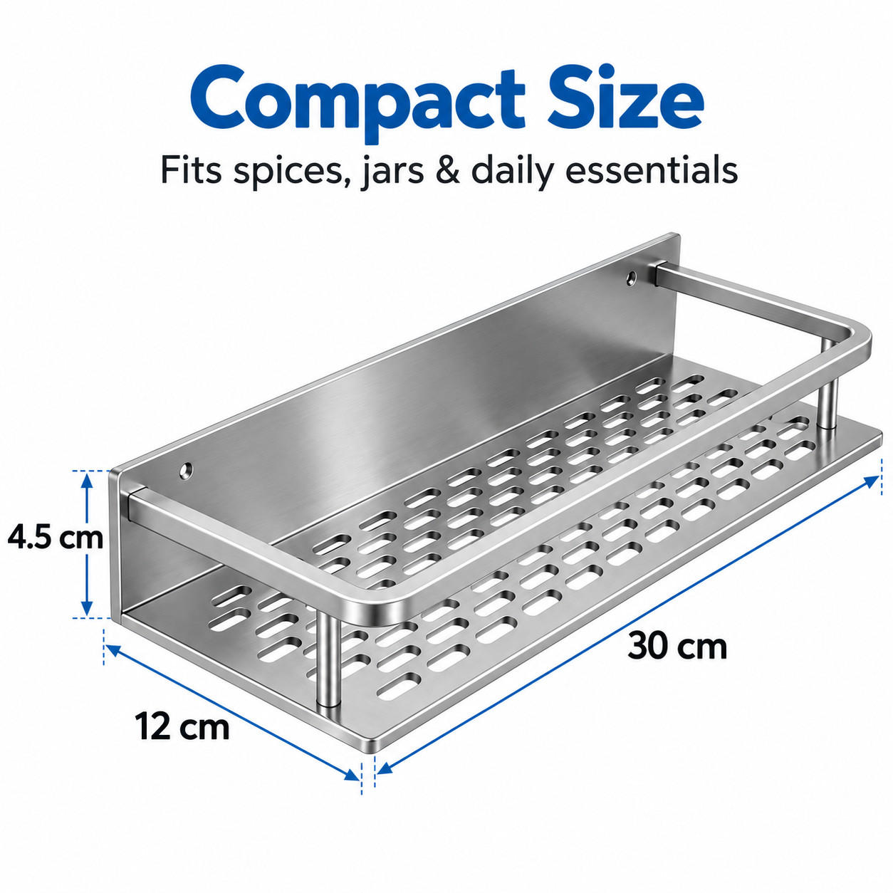 Aluminum Kitchen Shelf Wall Mounted Spice Organizer Rust and Moisture Resistant - Image 3