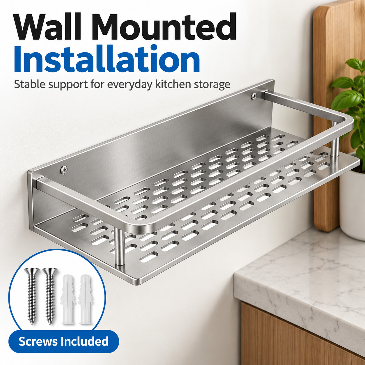 Aluminum Kitchen Shelf Wall Mounted Spice Organizer Rust and Moisture Resistant - Image 5