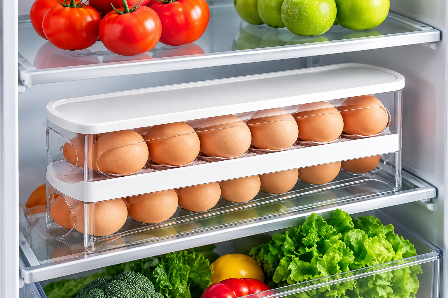 Bilayer Fridge Egg Holder Automatic Rolling Rack Egg Dispenser Organizer - Image 4