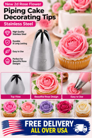 New 2d Rose Flower Piping Cake Decorating Tips Stainless Steel