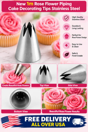 New 1m Rose Flower Piping Cake Decorating Tips Stainless Steel