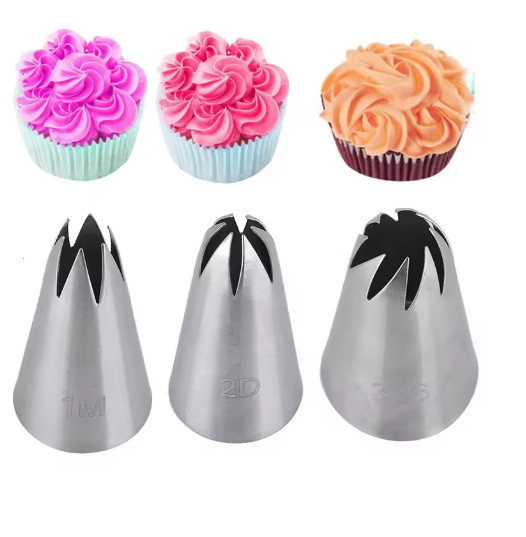 New 3pcs Rose Flower Piping Cake Decorating Tips Set Stainless Steel Solid