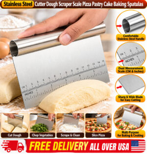 Stainless Steel Cutter Dough Scraper Scale Pizza Pastry Cake Baking Spatulas