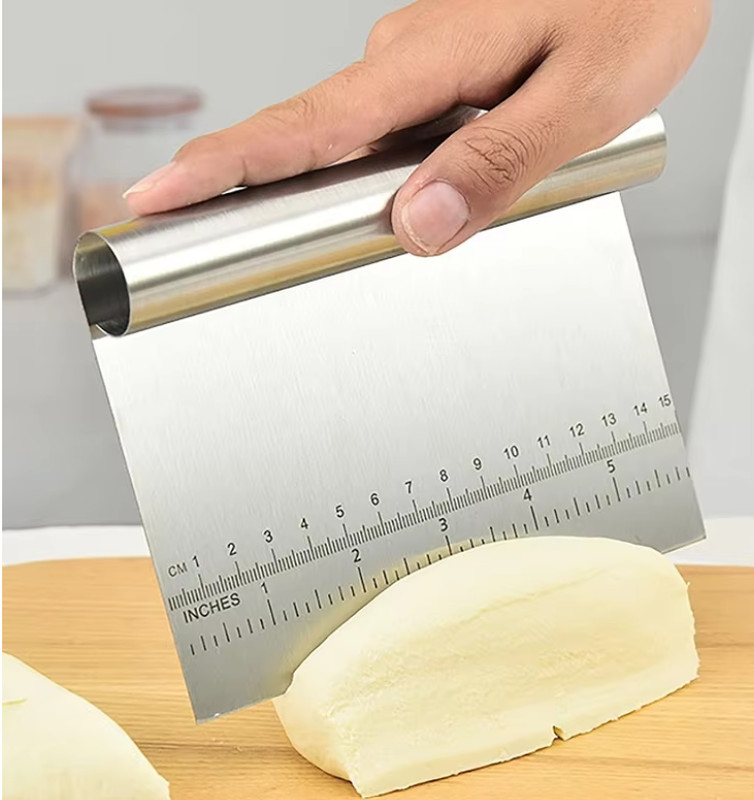 Stainless Steel Cutter Dough Scraper Scale Pizza Pastry Cake Baking Spatulas - Image 2