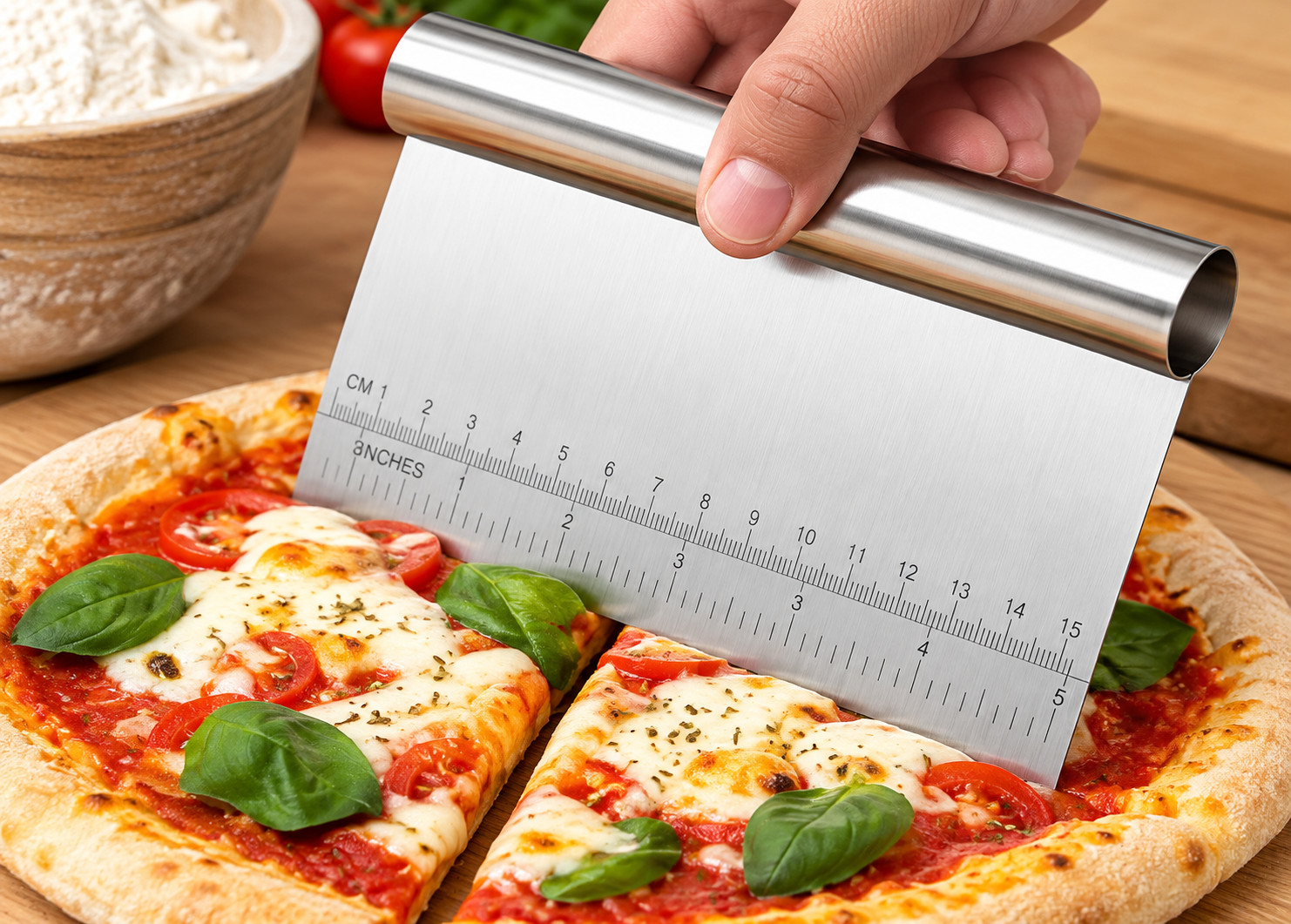 Stainless Steel Cutter Dough Scraper Scale Pizza Pastry Cake Baking Spatulas - Image 6