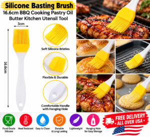 Silicone Basting Brush 16.6cm BBQ Cooking Pastry Oil Butter Kitchen Utensil Tool