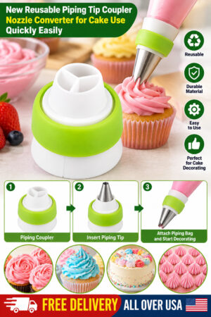 New Reusable Piping Tip Coupler Nozzle Converter for Cake Use Quickly Easily