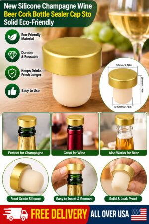 New Silicone Champagne Wine Beer Cork Bottle Sealer Cap Sto Solid Eco-Friendly