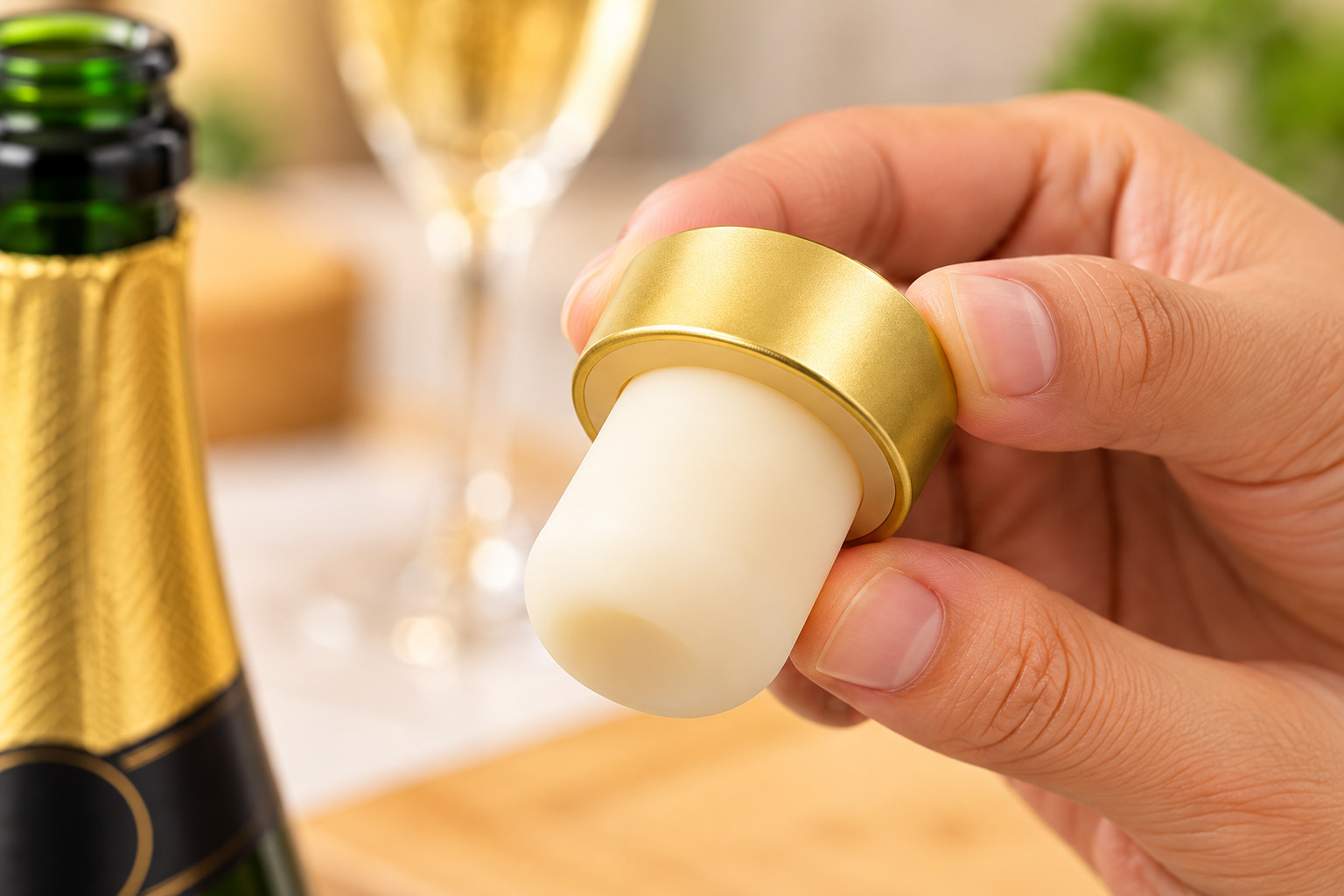 New Silicone Champagne Wine Beer Cork Bottle Sealer Cap Sto Solid Eco-Friendly - Image 3