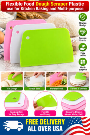 Flexible Food Dough Scraper Plastic use for Kitchen Baking and Multi-purpose - White