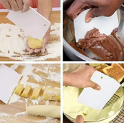 Flexible Food Dough Scraper Plastic use for Kitchen Baking and Multi-purpose - White - Image 3