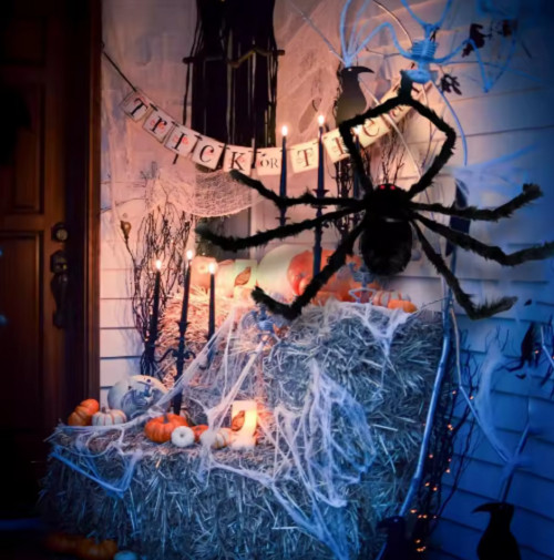 New 50cm Giant Black Plush Spider Halloween Decoration Horror Haunted House - Image 2