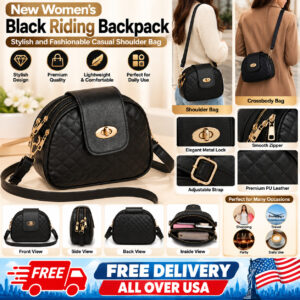 New Women's Black Riding Backpack Stylish and Fashionable Casual Shoulder Bag