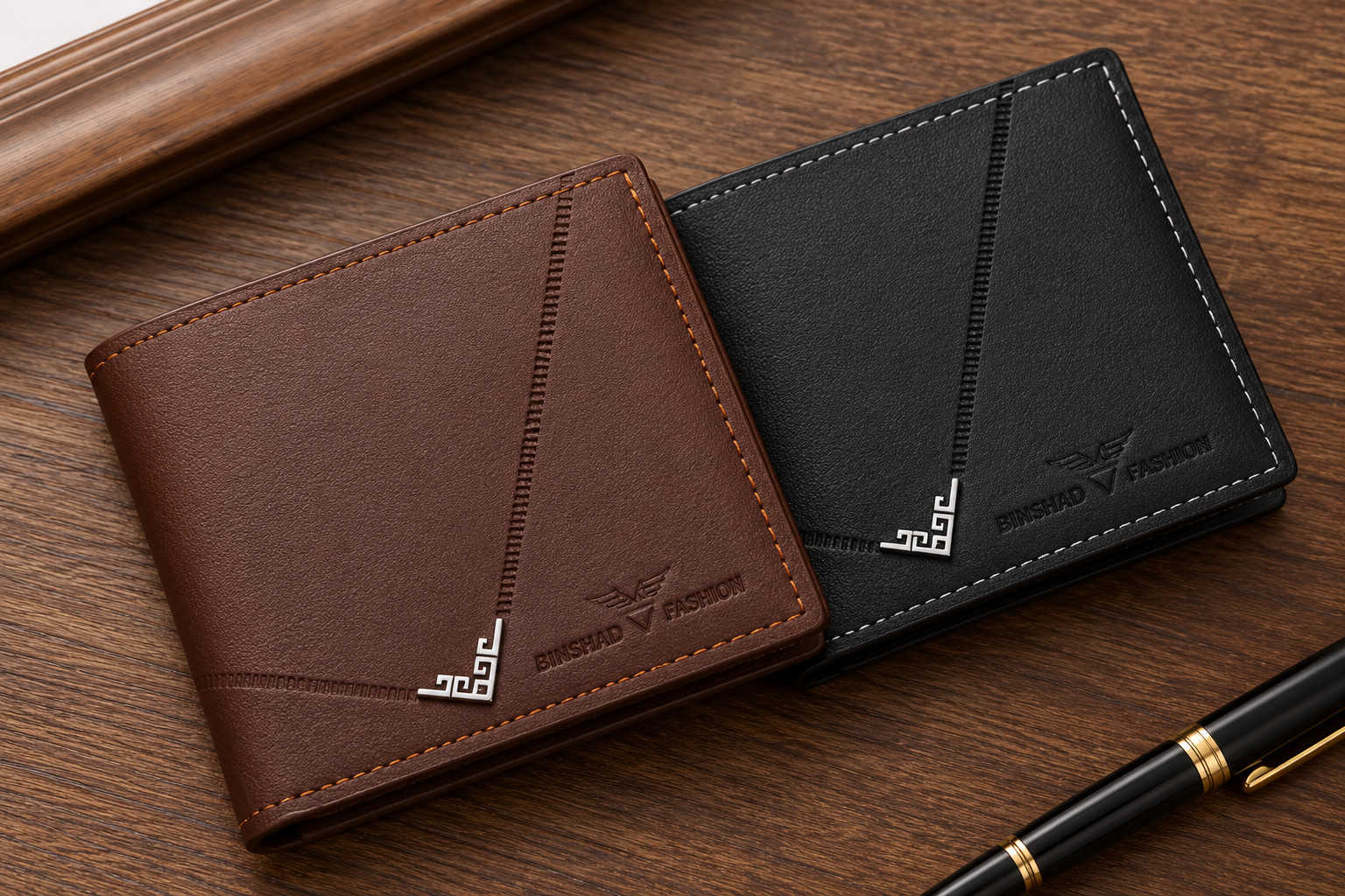 New Men's Leather Wallet Short Wallet Youth Fashion Thin Multi Card Capacity - Black - Image 2