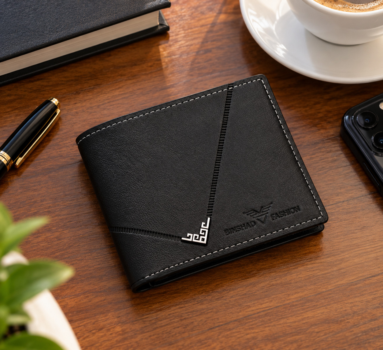 New Men's Leather Wallet Short Wallet Youth Fashion Thin Multi Card Capacity - Black - Image 7