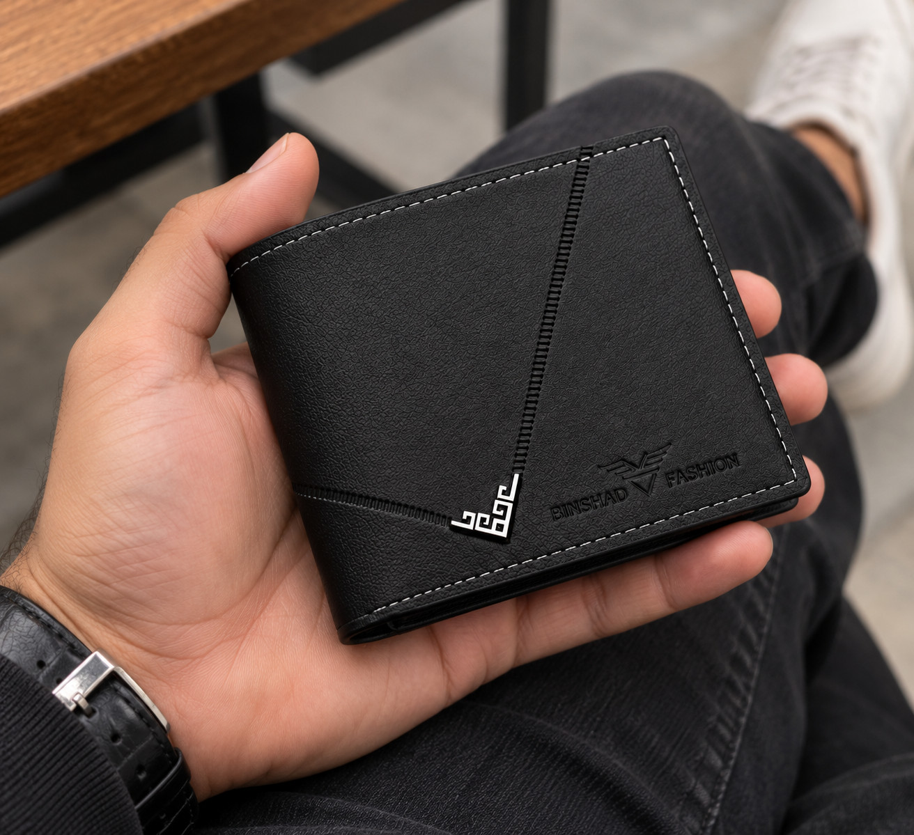 New Men's Leather Wallet Short Wallet Youth Fashion Thin Multi Card Capacity - Black - Image 8