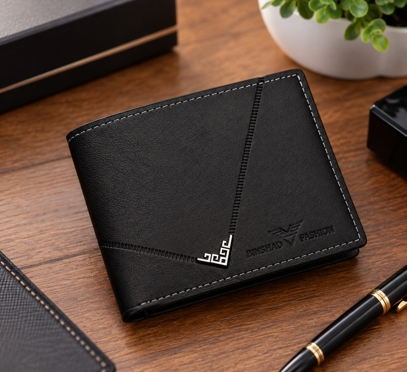 New Men's Leather Wallet Short Wallet Youth Fashion Thin Multi Card Capacity - Black - Image 9