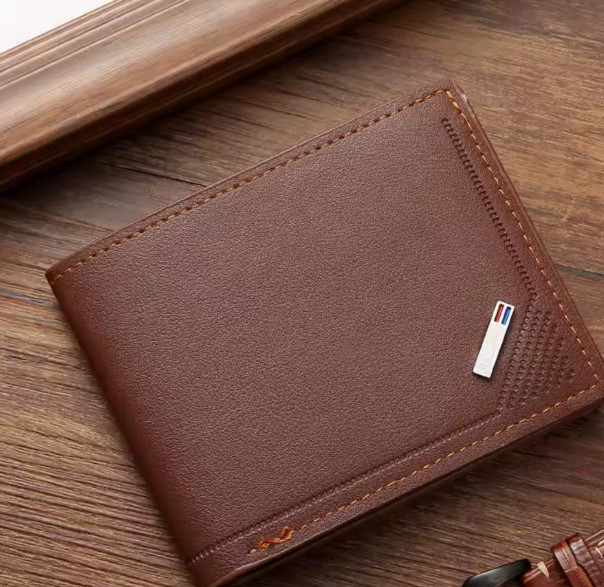 New Men's Leather Wallet Short Wallet Youth Fashion Thin Multi Card Capacity - Black - Image 10