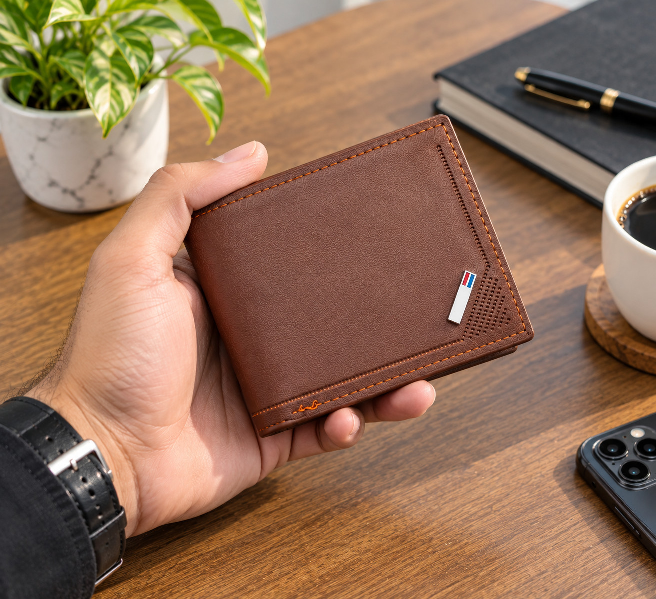 New Men's Leather Wallet Short Wallet Youth Fashion Thin Multi Card Capacity - Black - Image 11