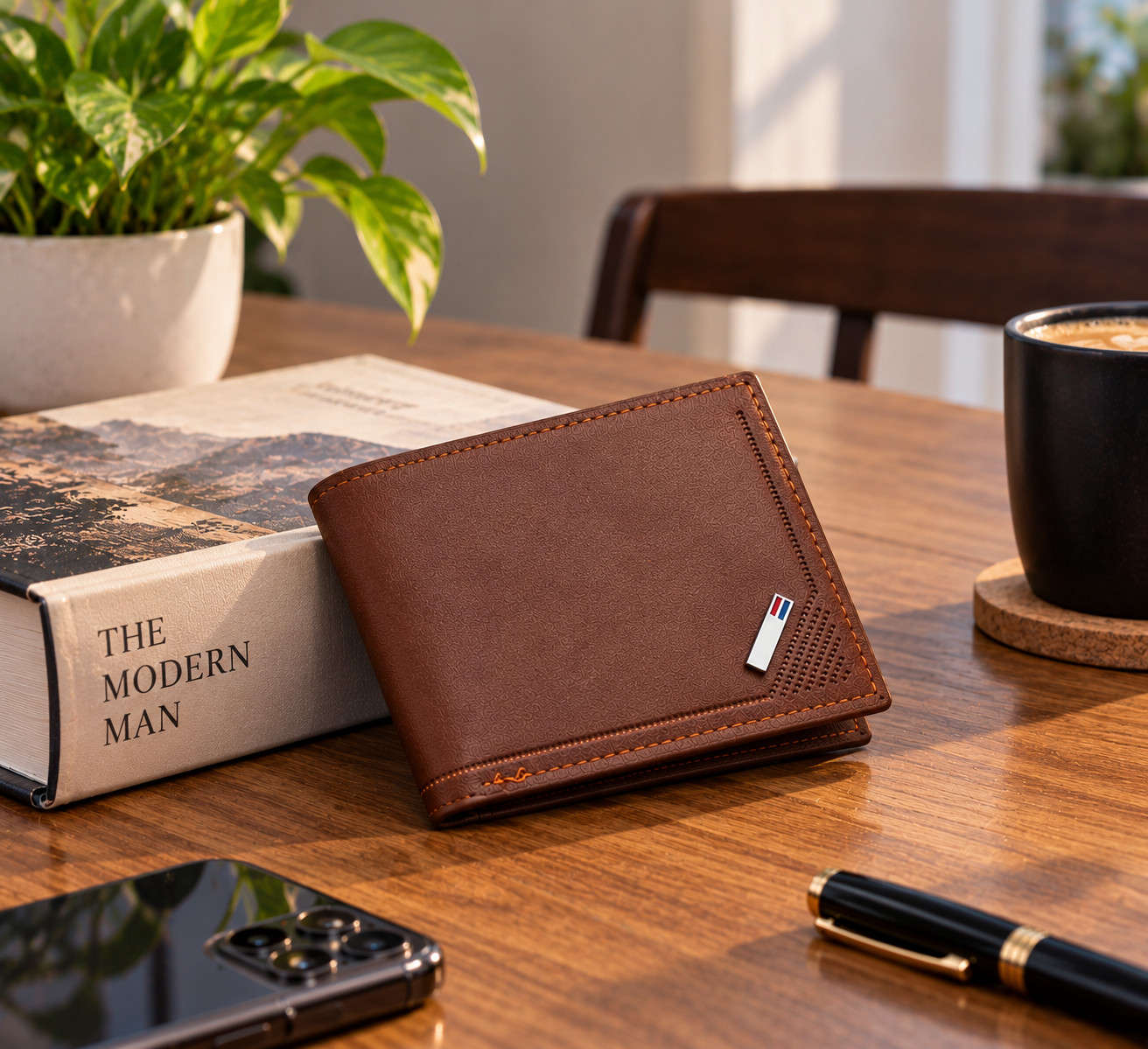 New Men's Leather Wallet Short Wallet Youth Fashion Thin Multi Card Capacity - Black - Image 14