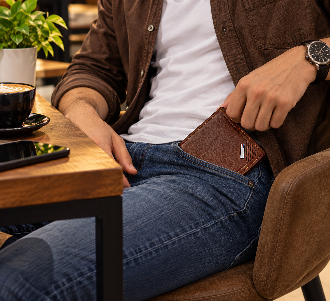 New Men's Leather Wallet Short Wallet Youth Fashion Thin Multi Card Capacity - Black - Image 16