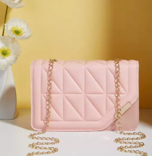 Women’s Pink Luxury Handbag Quilted Rhombus Chain Shoulder Crossbody Bag