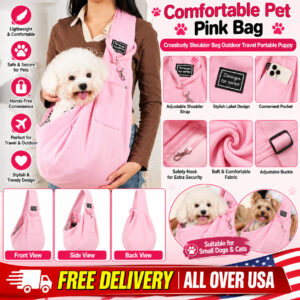 Comfortable Pet Pink Bag Crossbody Shoulder Bag Outdoor Travel Portable Puppy
