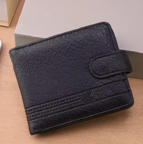 New Men's Genuine Leather Multi-card Wallet RFID Blocking with Snap Button - Image 2