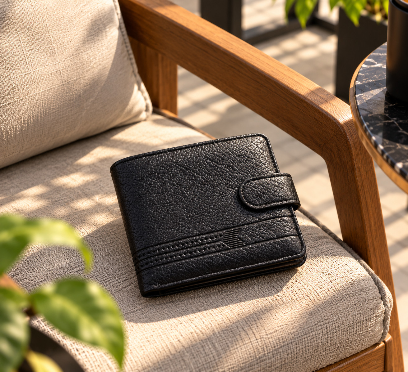 New Men's Genuine Leather Multi-card Wallet RFID Blocking with Snap Button - Image 5