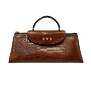 New Women's Elena Brown Crocodile Crossbody Embossed Handle Vegan Leather Bag