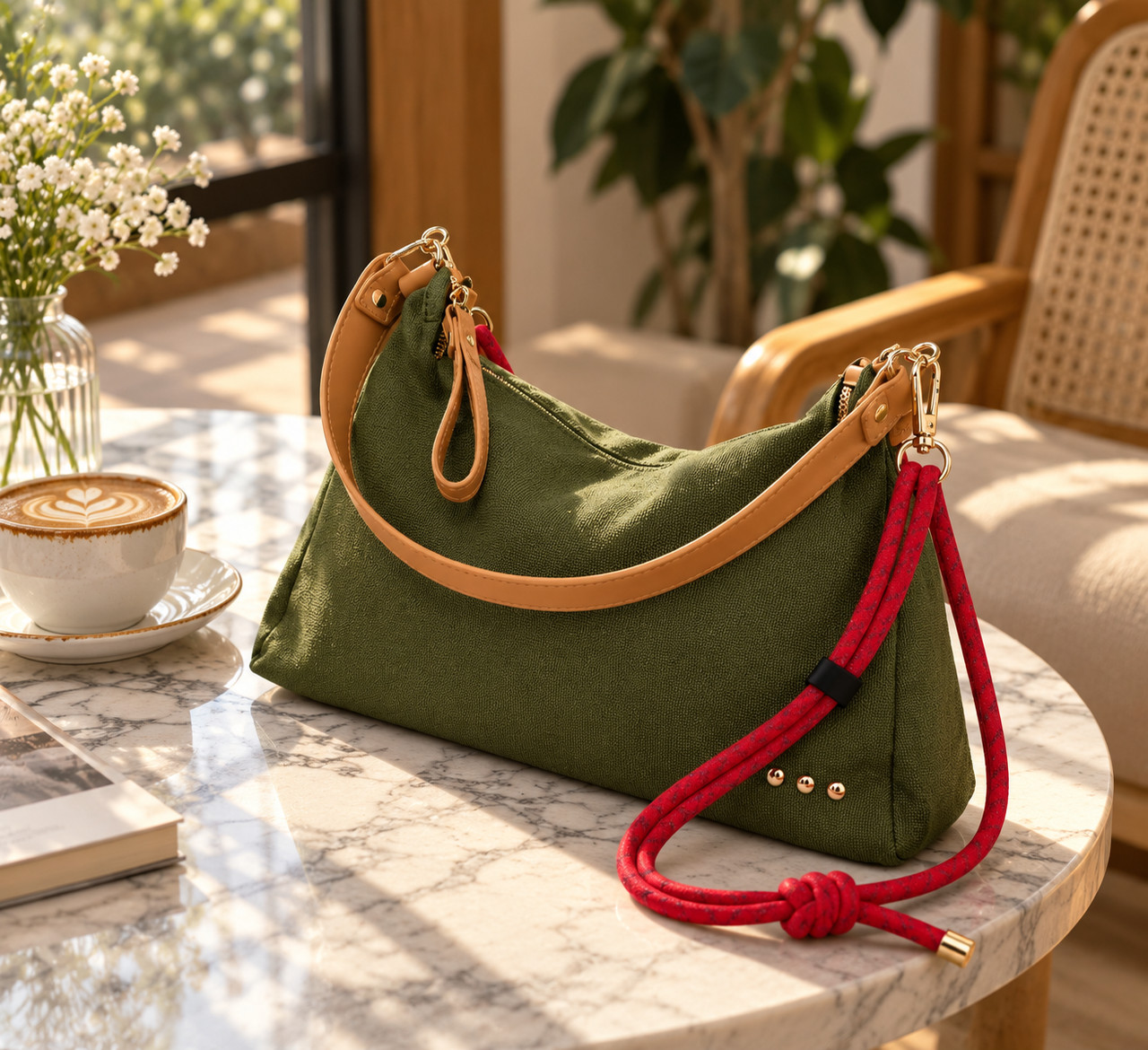 Cosette Canvas Shoulder Bag Washed Canvas Handbag for Women - Image 3