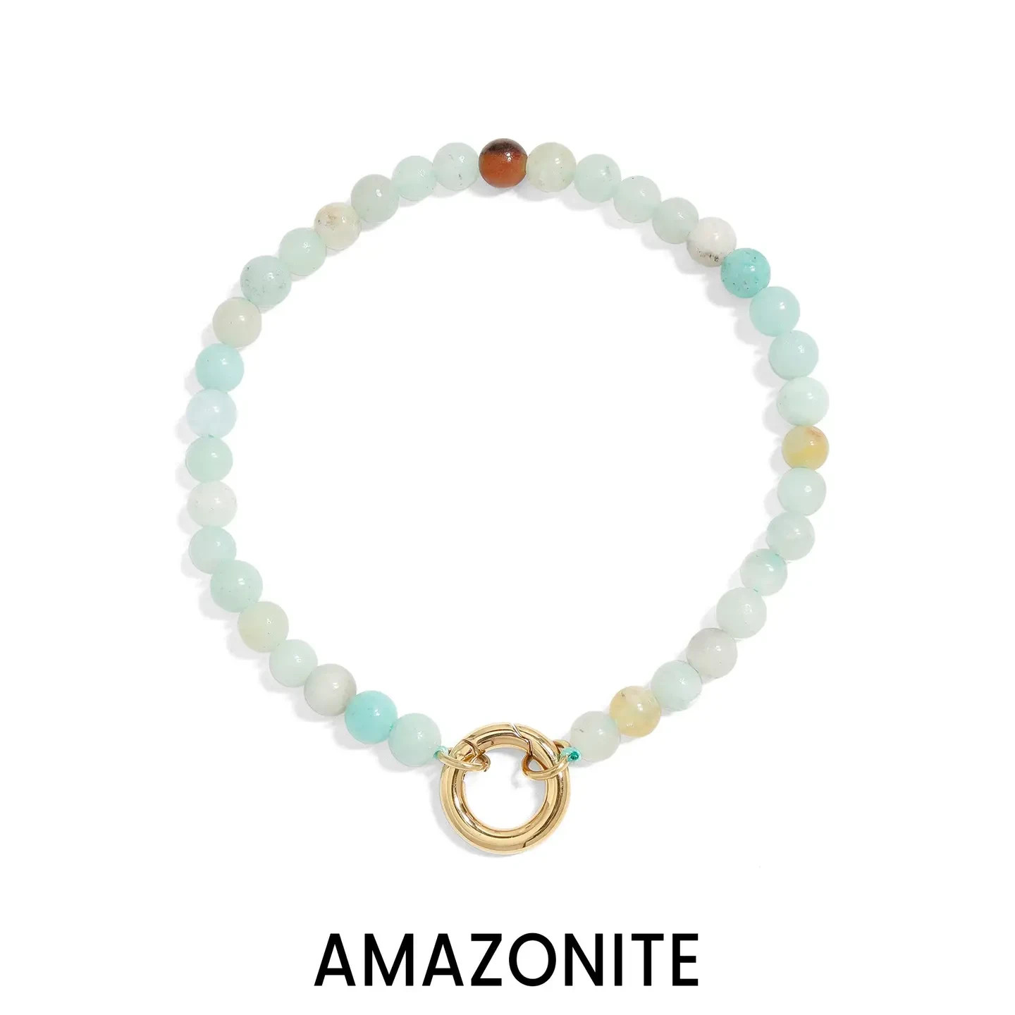 New 18k Gold Pvd Amazonite Natural Stone and Gemstone Bracelet - Image 2