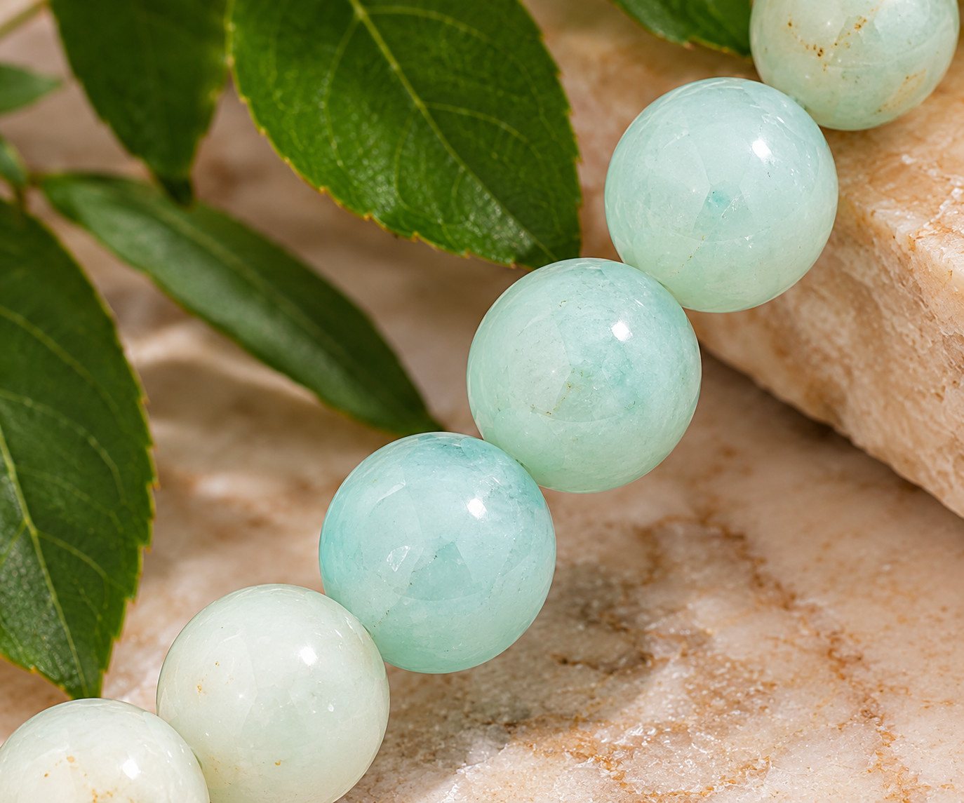 New 18k Gold Pvd Amazonite Natural Stone and Gemstone Bracelet - Image 4