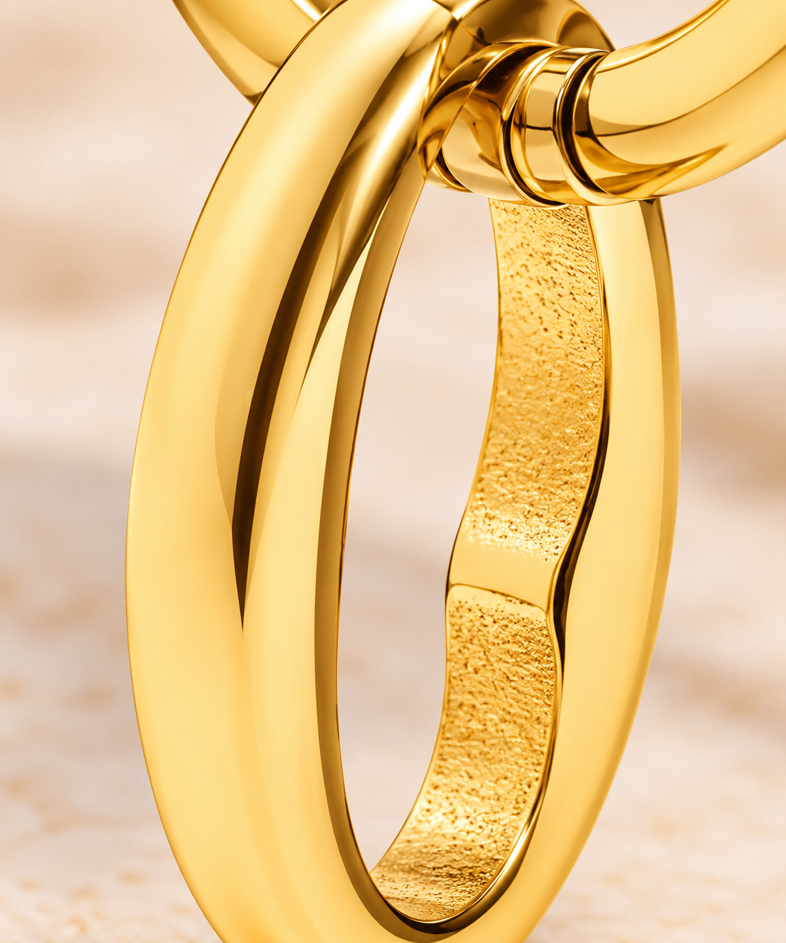 Women's 18K Gold PVD Stainless Steel Interlocked Oval Pendant 19mm Earrings - Image 4