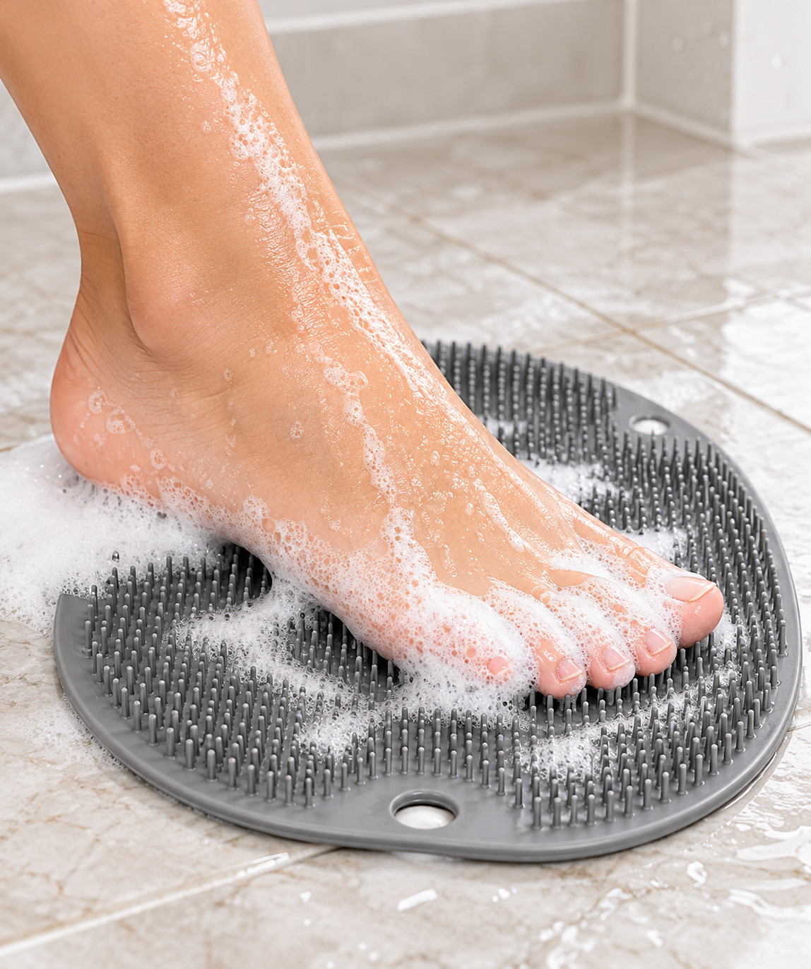 Silicone Massager Pad Grey Shower Mat Sucker Exfoliating Dead Skin Removal - Image 3