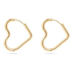 Women 18k Gold PVD Hoops Earrings Heart Shaped Stud Minimalist Stainless Steel