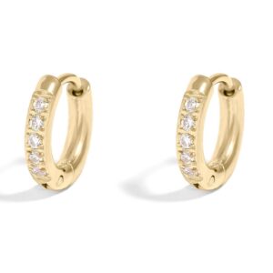 Women's 18k Gold PVD Stainless Steel Cubic Zirconia Mini Huggie Hoop Earrings